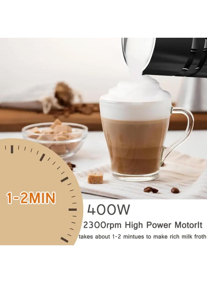 مخفوق الحليب الكهربائي مخفوق الحليب البخاري 5 في 1 متعدد الوظائف صانع رغوة الحليب الساخن والبارد 400 واط سخان حليب أوتوماتيكي هادئ لاتيه كابتشينو شوكولاتة ساخنة - Image 3